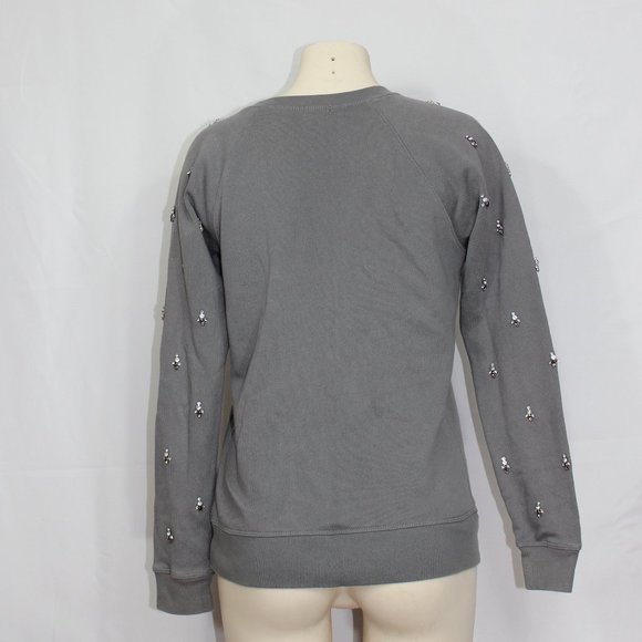 J.Crew Factory Embellished with Jewells Sweatshirt Gray Crew neck , Small - Picture 3 of 7